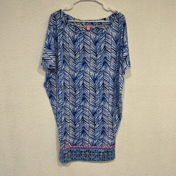 Lilly Pulitzer Lowe Lapis Blue Costa Med Engineered Dolman Sleeve Dress - Picture 2 of 5